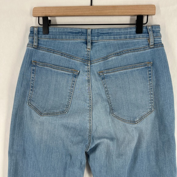 LOFT The Kick Crop Jeans Womens Size 8 Light Blue Cotton Stretch Raw Hem - Picture 5 of 14